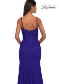 Picture of: Stretch Lace Dress with Illusion Corset Waist and Ruching in Royal Blue, Style: 32947, Detail Picture 10