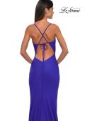 Picture of: Fitted Jersey Prom Dress with High Side Slit in Royal Blue, Style: 33080, Detail Picture 10