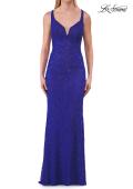 Picture of: Lace Fitted Gown with Open Lace-Up Back in Royal Blue, Style: 33519, Detail Picture 10