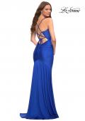 Picture of: Fitted Jersey Gown with Rhinestone Top in Blue, Style: 30503, Detail Picture 11