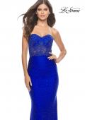 Picture of: Sweetheart Strapless Jersey Gown with Lace Sheer Bodice in Royal Blue, Style: 31180, Detail Picture 11