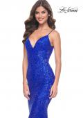 Picture of: Beaded Lace Mermaid Gown with Sheer Side Panels in Royal Blue, Style: 32309, Detail Picture 11