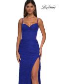 Picture of: Stretch Lace Prom Dress with Illusion Back and Sides in Royal Blue, Style: 32529, Detail Picture 11
