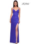 Picture of: Rhinestone Net Jersey Ruched Dress with Corset Top in Royal Blue, Style 32753, Detail Picture 11