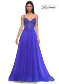Picture of: Beautiful A-line Prom Dress with Rhinestone Encrusted Corset Top in Royal Blue, Style 32754, Detail Picture 11