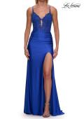 Picture of: Lace Corset Gown with High Slit and Lace-Up Back in Royal Blue, Style: 33505, Detail Picture 11