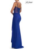 Picture of: Lace Bodice Gown with Ruched Skirt and High Slit in Royal Blue, Style: 33661, Detail Picture 11