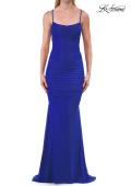 Picture of: Ruched Lace Fitted Gown with Strappy Open Back in Royal Blue, Style: 33857, Detail Picture 11