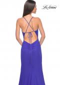 Picture of: Net Jersey Ruched Prom Dress with Illusion Bodice in Royal Blue, Style: 31151, Detail Picture 12