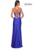 Picture of: Drape Neckline Jeweled Jersey Prom Dress with High Slit in Royal Blue, Style: 31221, Detail Picture 12