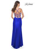 Picture of: Jersey Dress with Ruched Waist and Lace Up Back in Royal Blue, Style: 31987, Detail Picture 12