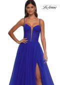 Picture of: Tulle Prom Dress with A-Line Skirt and Ruched Corset Top in Royal Blue, Style: 32700, Detail Picture 12