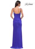 Picture of: Rhinestone Net Jersey Ruched Dress with Corset Top in Royal Blue, Style 32753, Detail Picture 12