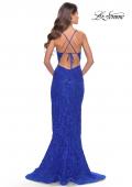 Picture of: Rhinestone Lace Embellished Prom Dress with High Side Slit in Royal Blue, Style: 31288, Detail Picture 13