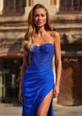 Picture of: Strapless Embellished Corset Gown with High Slit and Lace-Up Back in Royal Blue, Style: 33355, Detail Picture 13