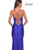 Picture of: Sheer Lace Bodice with Scallop Edge Jersey Long Dress in Royal Blue, Style: 31272, Detail Picture 14