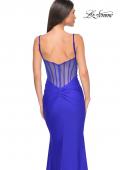 Picture of: Illusion Back with Boning Detail on Jersey Prom Dress in Royal Blue, Style: 32153, Detail Picture 14