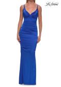 Picture of: Satin Fitted Gown with Strappy Open Back in Royal Blue, Style: 33611, Detail Picture 14