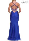 Picture of: Ruched Jersey Gown with Crisscross Open Back in Royal Blue, Style: 33723, Detail Picture 14
