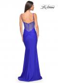 Picture of: Illusion Back with Boning Detail on Jersey Prom Dress in Royal Blue, Style: 32153, Detail Picture 15