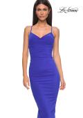 Picture of: Fitted Ruched Net Jersey Dress with Low Back in Royal Blue, Style 32834, Detail Picture 15