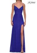Picture of: Rhinestone Lace Gown with Sheer Bodice and Side Slit in Royal Blue, Style: 33442, Detail Picture 15