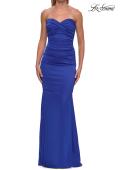 Picture of: Simple Strapless Satin Gown with Ruching Detail in Royal Blue, Style: 33531, Detail Picture 15