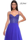 Picture of: Beautiful A-line Prom Dress with Rhinestone Encrusted Corset Top in Royal Blue, Style 32754, Detail Picture 16