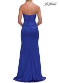Picture of: Simple Strapless Satin Gown with Ruching Detail in Royal Blue, Style: 33531, Detail Picture 16