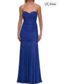 Picture of: Strapless Ruched Rhinestone Gown with Sheer Skirt in Royal Blue, Style: 33725, Detail Picture 17