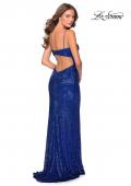 Picture of: Form Fitting Sequin Dress with Cut Out Open Back in Royal Blue, Style: 28616, Back Picture