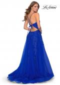 Picture of: Tulle Prom Dress with Floral Detail and Side Slit in Royal Blue, Style: 28985, Back Picture