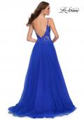 Picture of: Tulle A Line Gown with Lace Rhinestone Bodice in Royal Blue, Style 29686, Back Picture