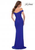 Picture of: Off the Shoulder Net Jersey Dress with Ruching in Royal Blue, Style 29756, Back Picture