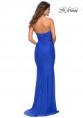 Picture of: Sweetheart Strapless Gown with Side Ruching in Royal Blue, Back Picture
