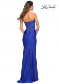 Picture of: Stunning Strapless Jeweled Lace and Jersey Dress in Royal Blue, Back Picture