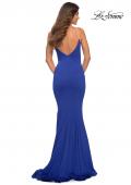 Picture of: Jersey Long Dress with Diamond Thin Straps in Royal Blue, Back Picture