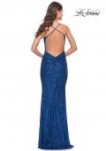 Picture of: Chic Soft Sequin Stretch Dress with Open Back in Jewel Tones in Royal Blue, Style: 31027, Back Picture