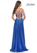 Picture of: Satin A-Line Gown with Cut Out and Twist Bodice in Royal Blue, Style: 31193, Back Picture