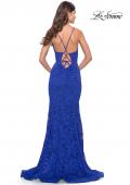 Picture of: Unique Stretch Lace Prom Dress with Sheer Bodice in Royal Blue, Style: 31249, Back Picture