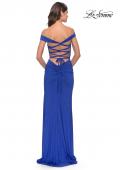 Picture of: Rhinestone Off the Shoulder Dress with Lace Up Back in Royal Blue, Style: 31276, Back Picture