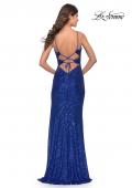 Picture of: Sequin Long Dress with Triangle Cut Out in Royal Blue, Style: 31356, Back Picture