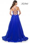 Picture of: A-Line Prom Dress with Illusion Ruched Bodice in Royal Blue, Style: 31457, Back Picture