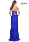 Picture of: Rhinestone Bustier Prom Dress with Ruching in Royal Blue, Style: 32012, Back Picture