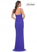 Picture of: Net Jersey Rhinestone Prom Dress with Corset Waist in Blue, Style: 32097, Back Picture