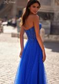 Picture of: Rhinestone Embellished A-line Tulle Gown with Corset Top in Royal Blue, Style: 32278, Back Picture