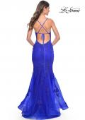 Picture of: Mermaid Tulle and Lace Dress with Strappy Back in Royal Blue, Style: 32305, Back Picture