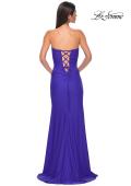 Picture of: Strapless Prom Dress with Side Ruching and Lace Up Back in Royal Blue, Style 33012, Back Picture