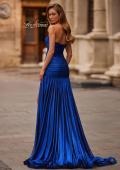Picture of: Strapless Ruched Gown with High Slit and Sweep Train in Royal Blue, Style: 33200, Back Picture