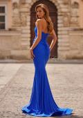Picture of: Strapless Ruched Mermaid Gown with Lace-Up Back in Royal Blue, Style: 33360, Back Picture